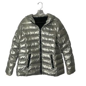 Y2K Champion Metallic Silver Puffer Jacket womens Size 2XL streetwear hip hop